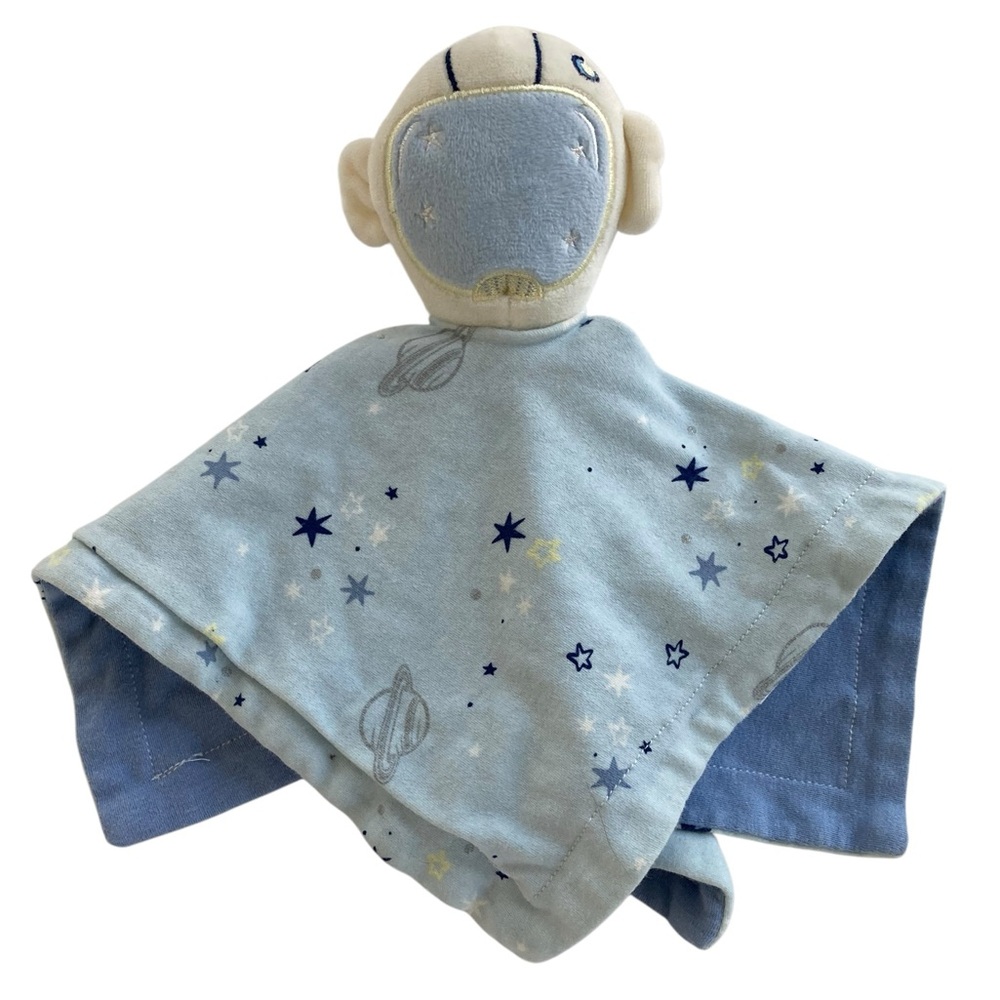 Mother’s Promise Lovey Blanket Astronaut Space Planets Stars Blue White 12"